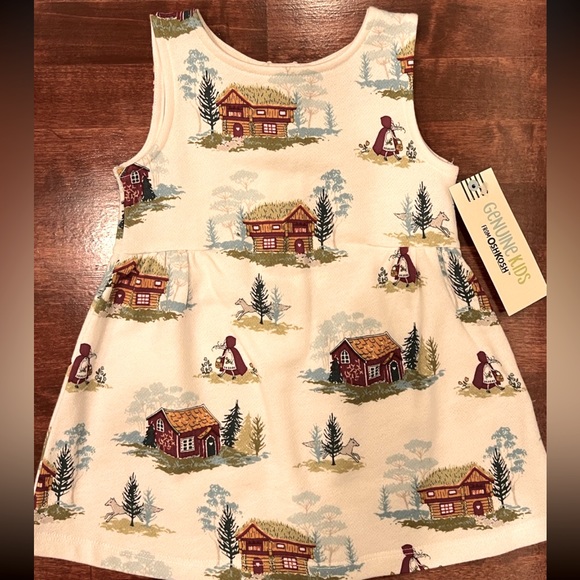 NWT Genuine Kids by Osh Kosh Little Red Riding Hood/Log Cabin Dress- 12 Months - Picture 2 of 11